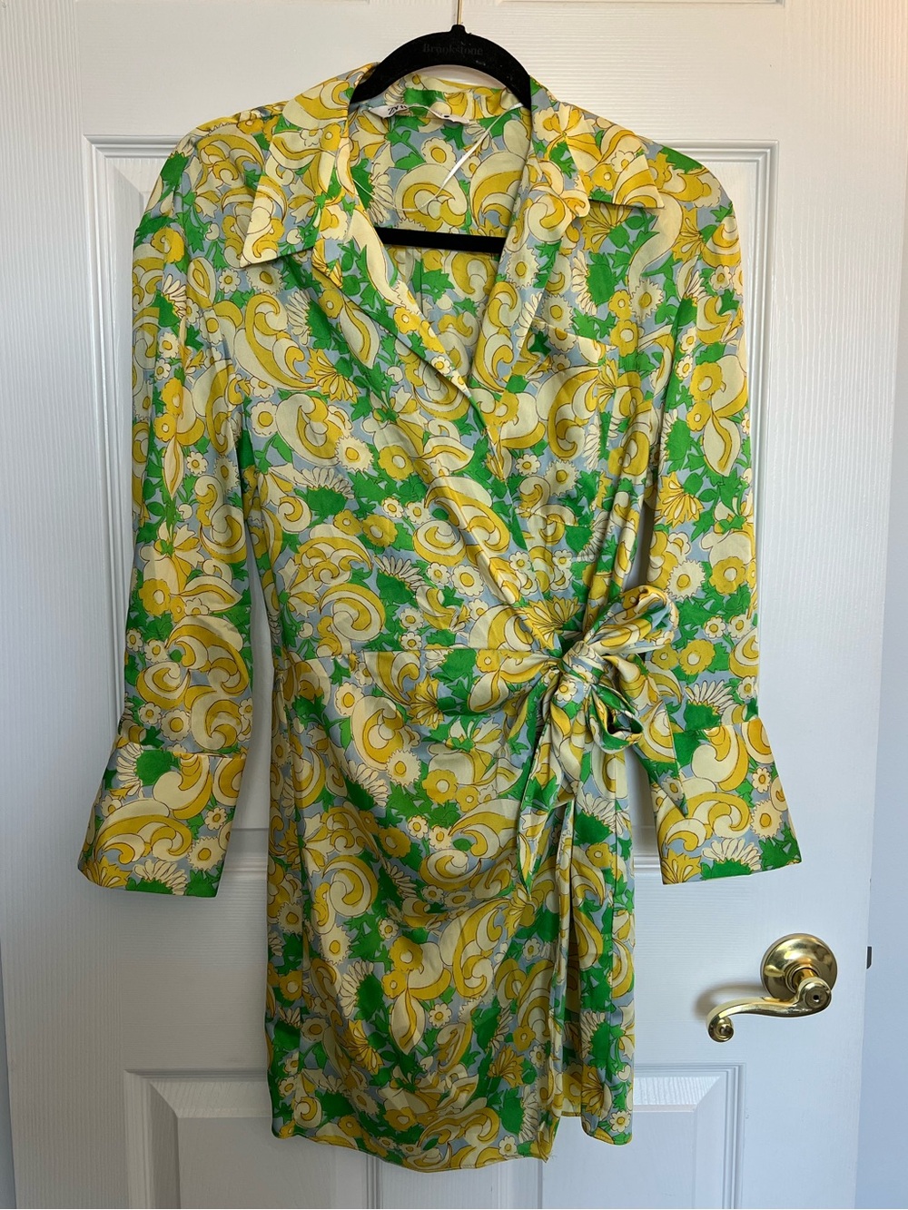 Zara Yellow, Green & White Floral Wrap Dress